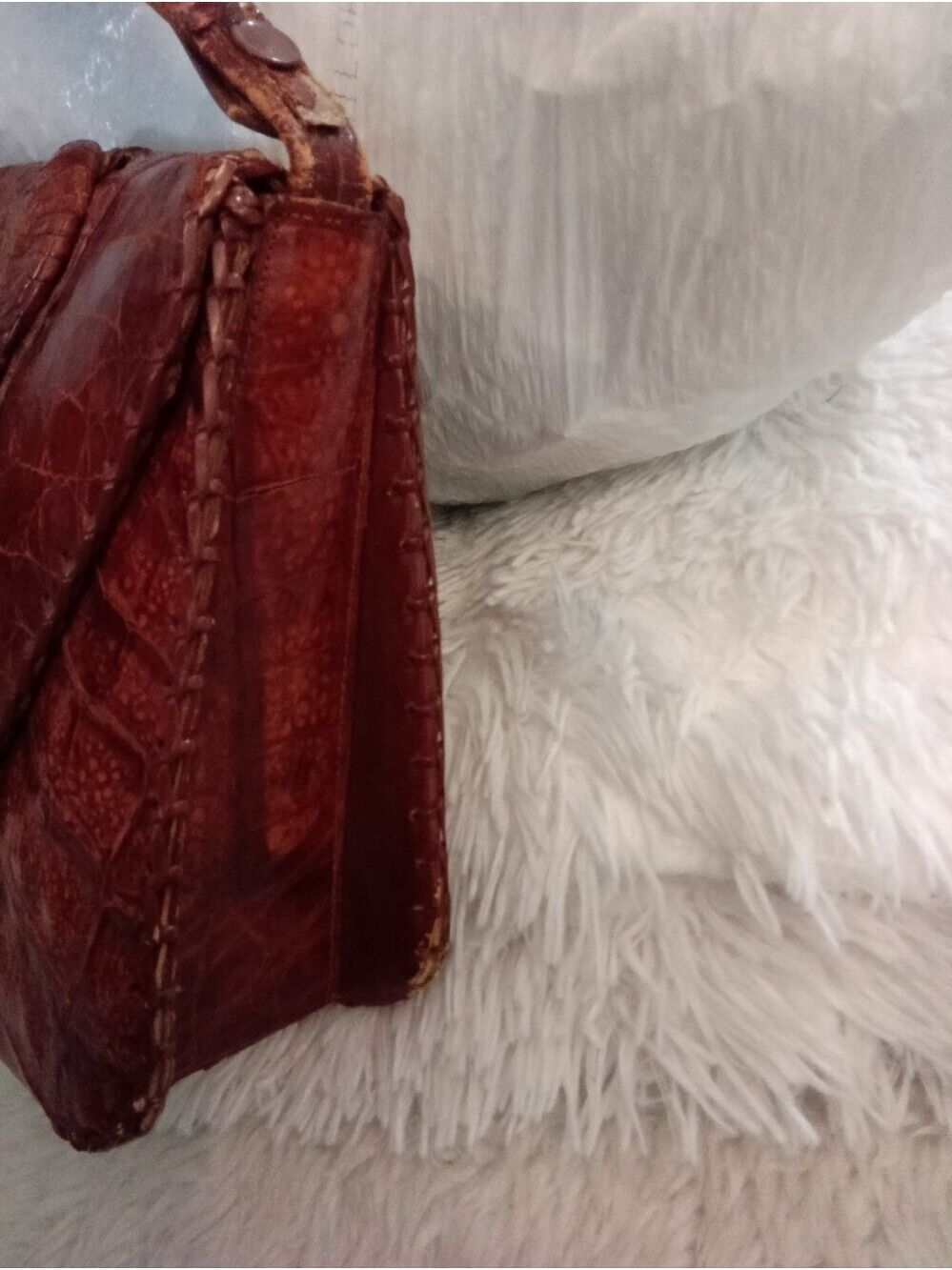 Vintage Genuine Alligator Leather Taxidermy Head Shoulder Bag Made in Cuba Brown - Picture 3 of 10